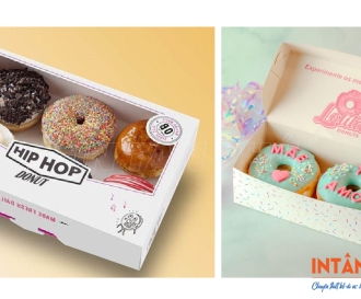 In hộp giấy đựng bánh donut