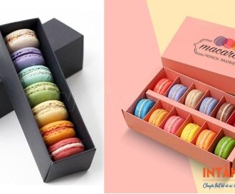 In hộp đựng bánh macaron