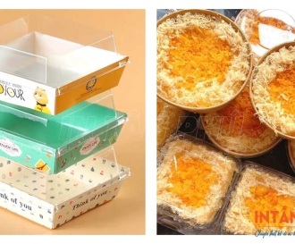 In hộp giấy đựng bánh bông lan trứng muối giá rẻ