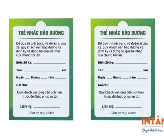 In Thẻ Nhắc Bảo Dưỡng, Phiếu Nhắc Bảo Trì Định Kỳ | Giá Tận Xưởng - Chất Lượng Cao