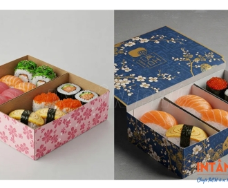 In hộp giấy đựng sushi, sashimi mang về