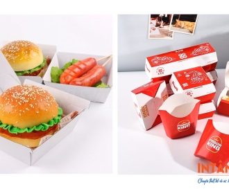In hộp giấy đựng bánh hamburger 