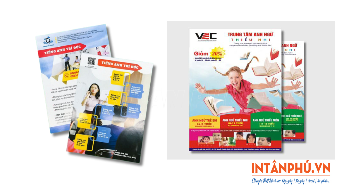 Dịch vụ in tờ rơi trung tâm tiếng Anh giá rẻ, chất lượng tại In Tân Phú