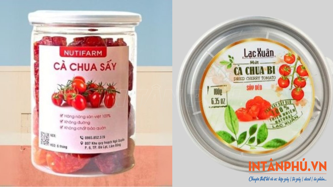 Kích thước và kiểu dáng tem nhãn cà chua sấy