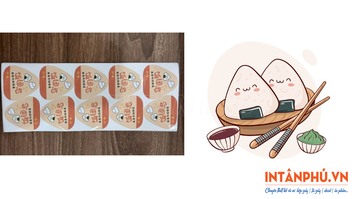 mẫu tem cơm nắm đẹp, nổi bật