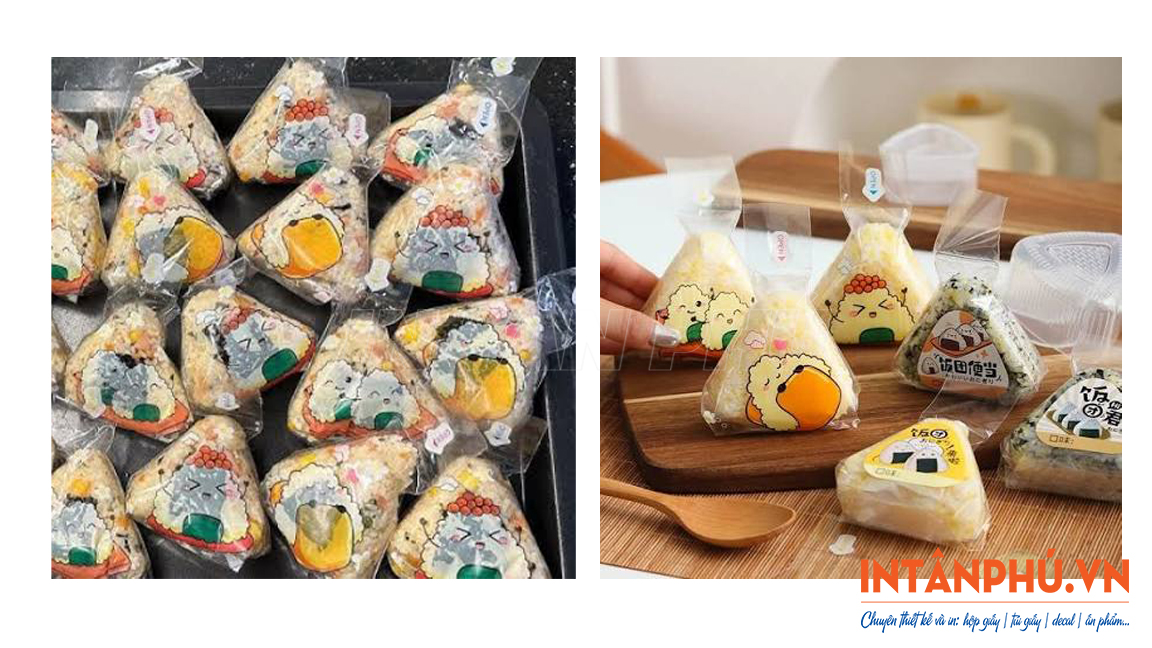 mẫu tem cơm nắm đẹp, nổi bật