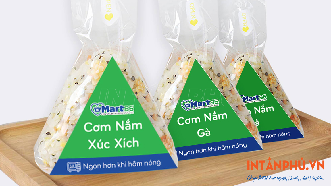 mẫu tem cơm nắm đẹp, nổi bật
