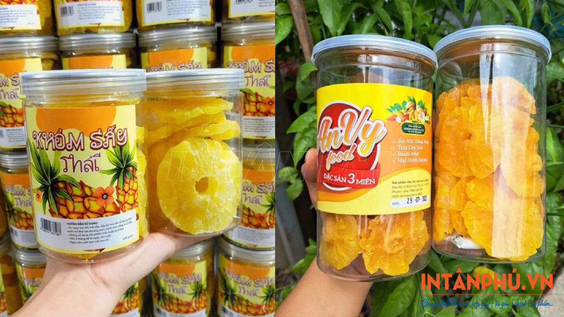Mẫu tem nhãn dứa sấy đẹp
