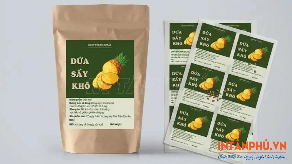 Mẫu tem nhãn dứa sấy đẹp