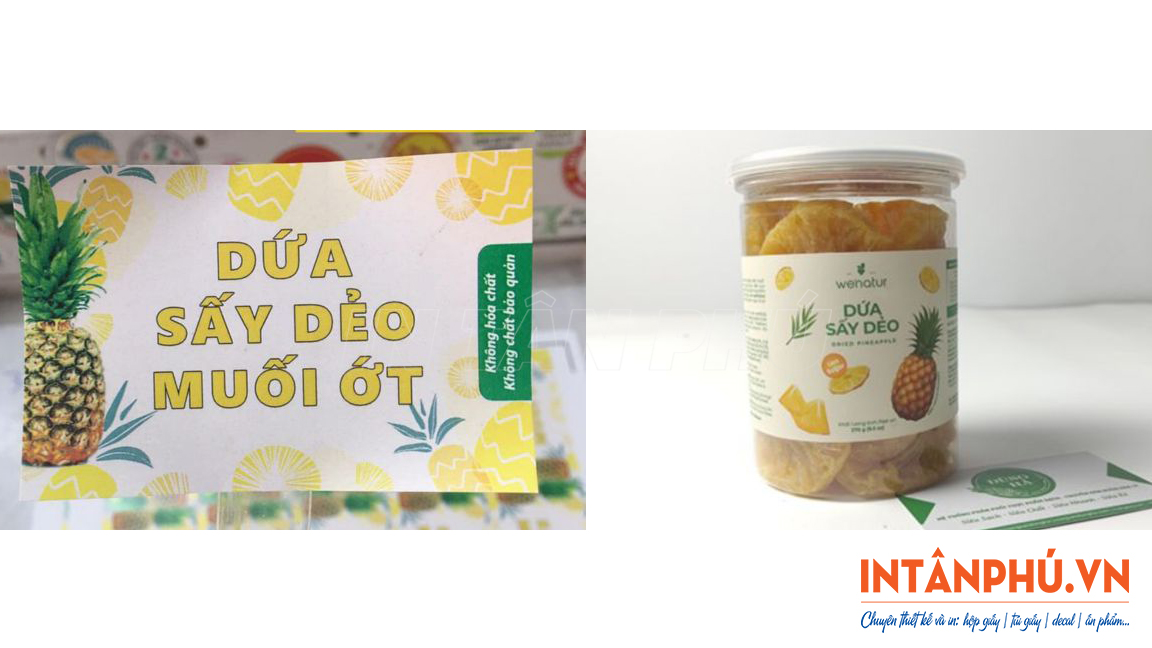Mẫu tem nhãn dứa sấy đẹp