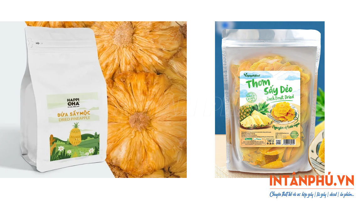 Mẫu tem nhãn dứa sấy đẹp