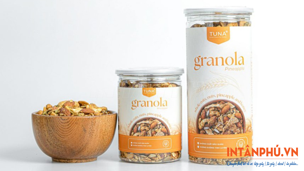 In tem nhãn granola theo yêu cầu tại In Tân Phú