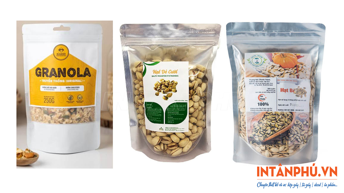 Kích thước và kiểu dáng tem granola thông dụng