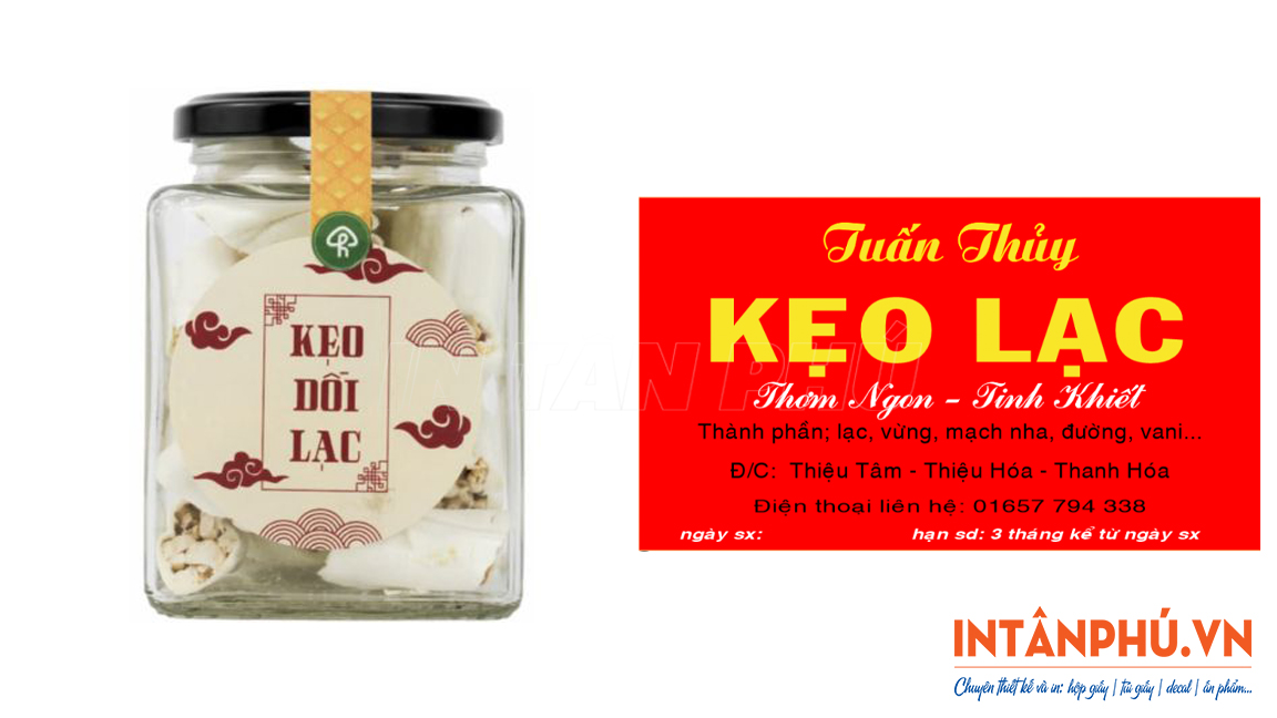 Mẫu tem nhãn kẹo lạc đẹp