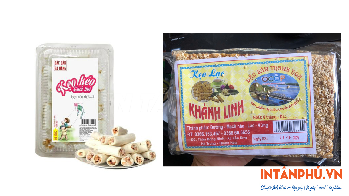 Mẫu tem nhãn kẹo lạc đẹp