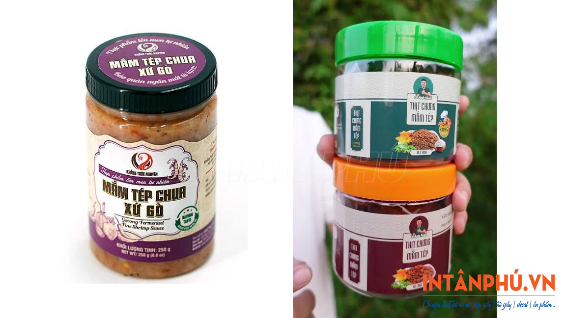 Mẫu tem dán hũ mắm tép đẹp