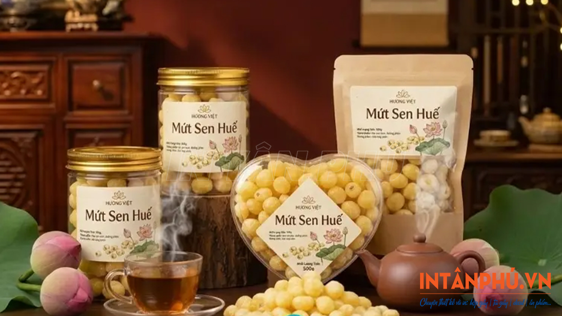in tem nhãn mứt hạt sen theo yêu cầu tại In Tân Phú