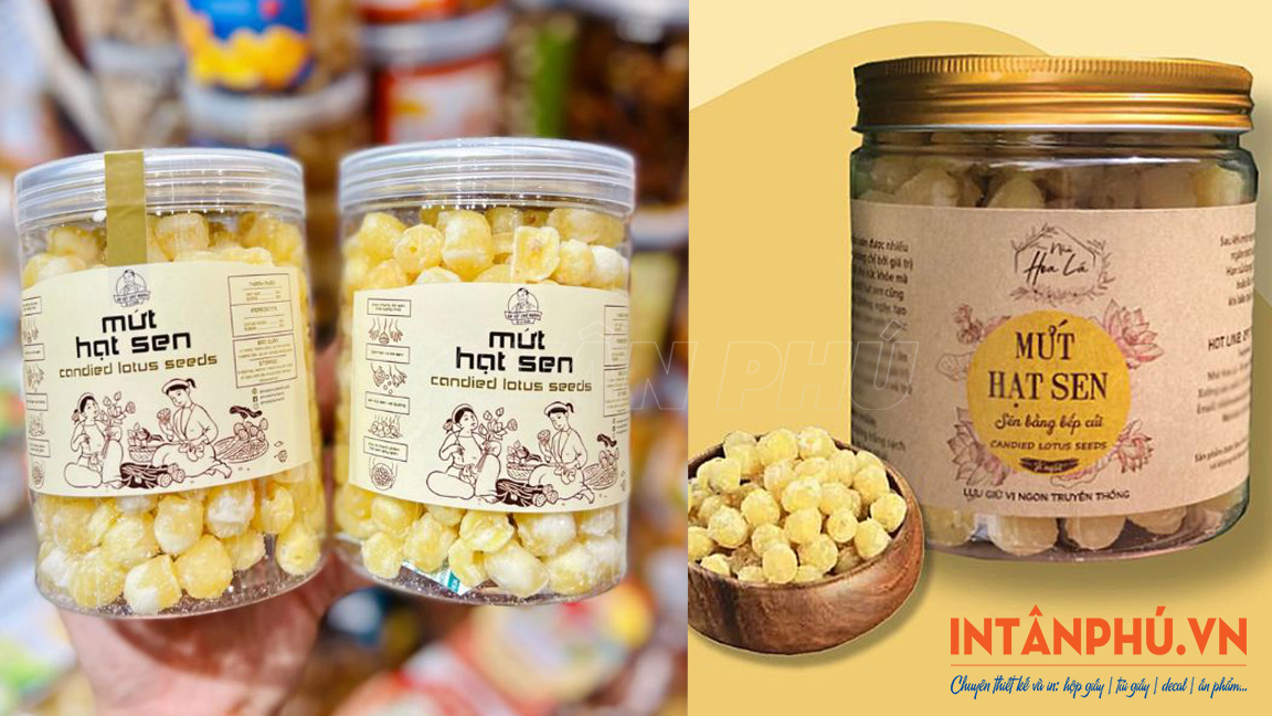 Mẫu tem mứt hạt sen đẹp