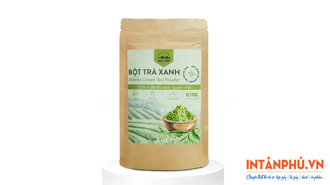 công nghệ in tem nhãn bột trà xanh