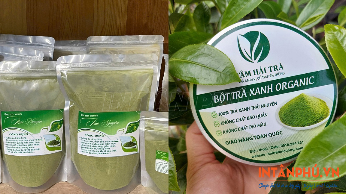 Kiểu dáng và kích thước tem bột trà xanh