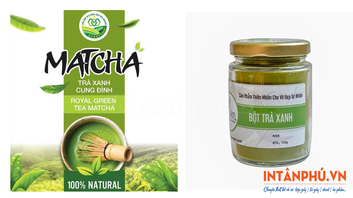 Mẫu tem nhãn bột trà xanh đẹp