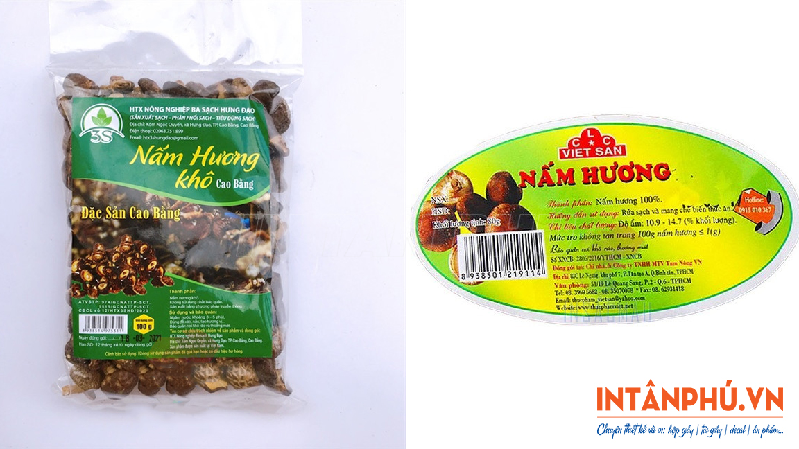 Mẫu tem nhãn nấm hương đẹp
