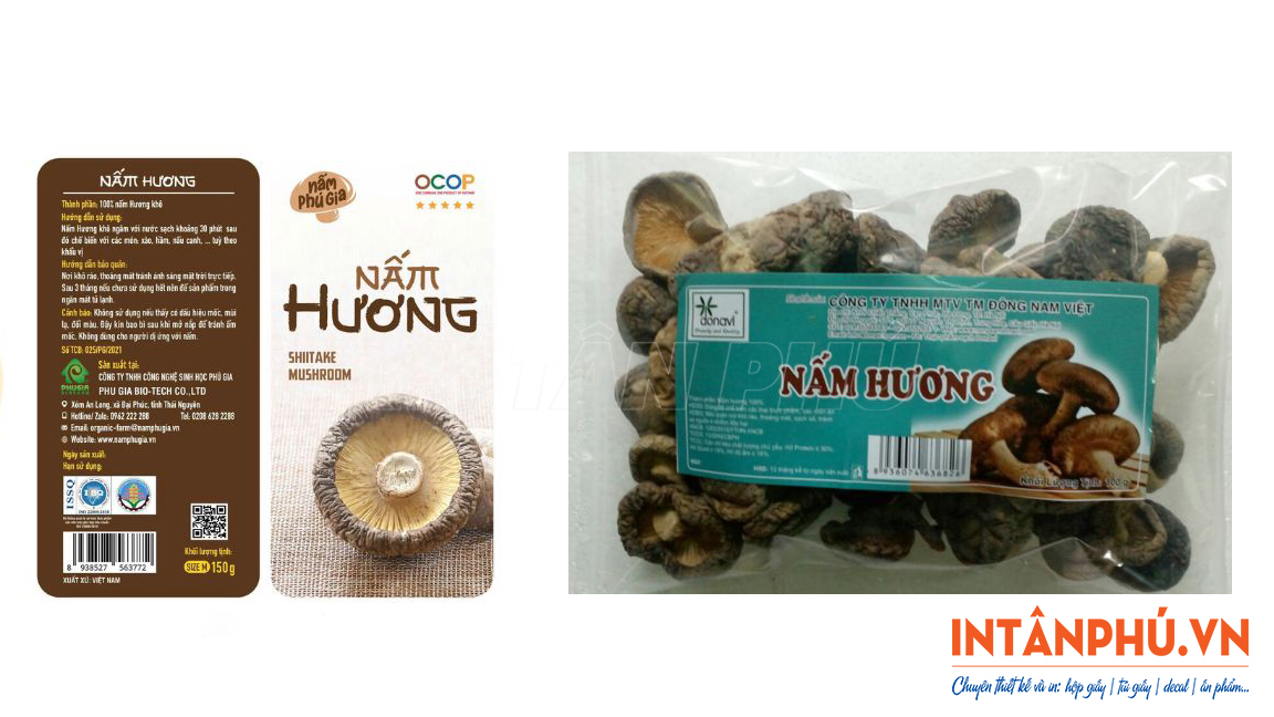 Mẫu tem nhãn nấm hương đẹp