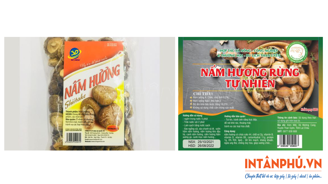 Mẫu tem nhãn nấm hương đẹp