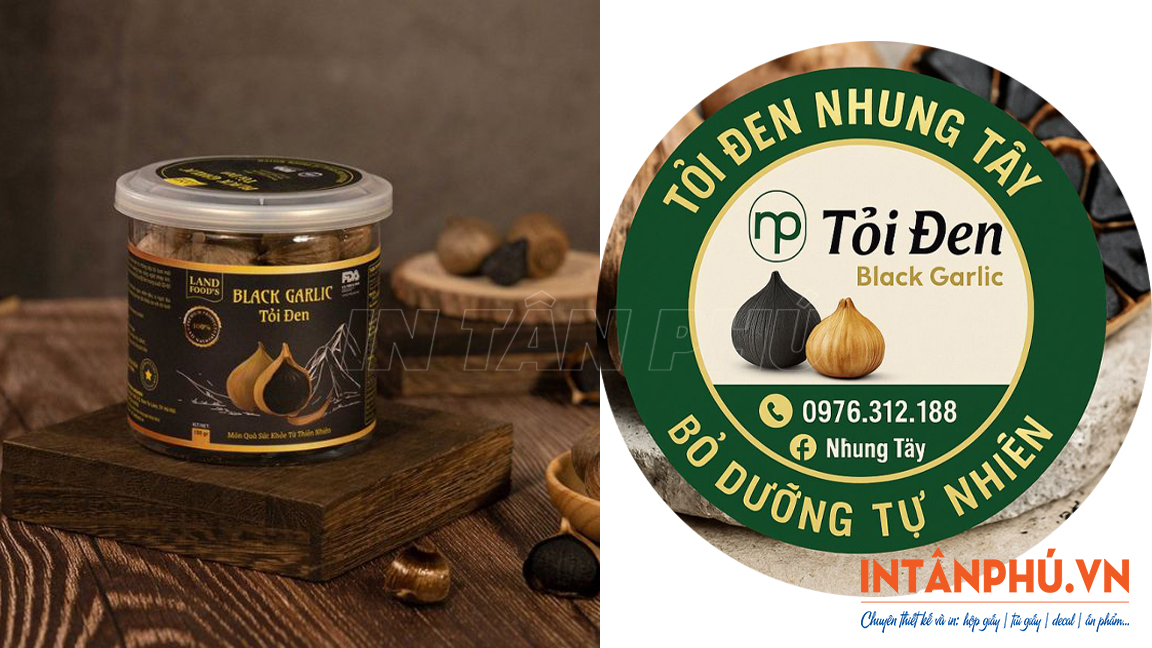 Kiểu dáng - kích thước tem nhãn tỏi đen phổ biến