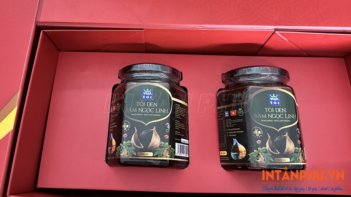 Mẫu tem nhãn tỏi đen dán hũ thủy tinh