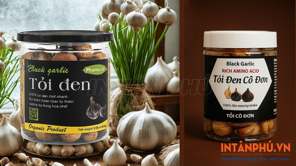 Mẫu tem nhãn tỏi đen đẹp