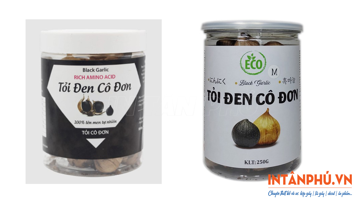 Mẫu tem nhãn tỏi đen bắt mắt