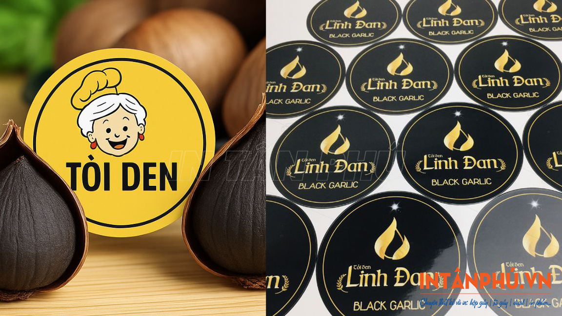 Mẫu tem nhãn tỏi đen dáng tròn