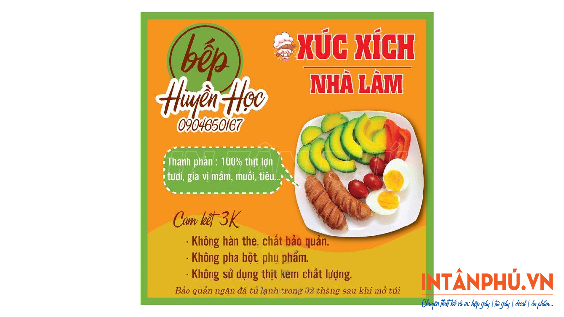 Mẫu tem nhãn xúc xích đẹp