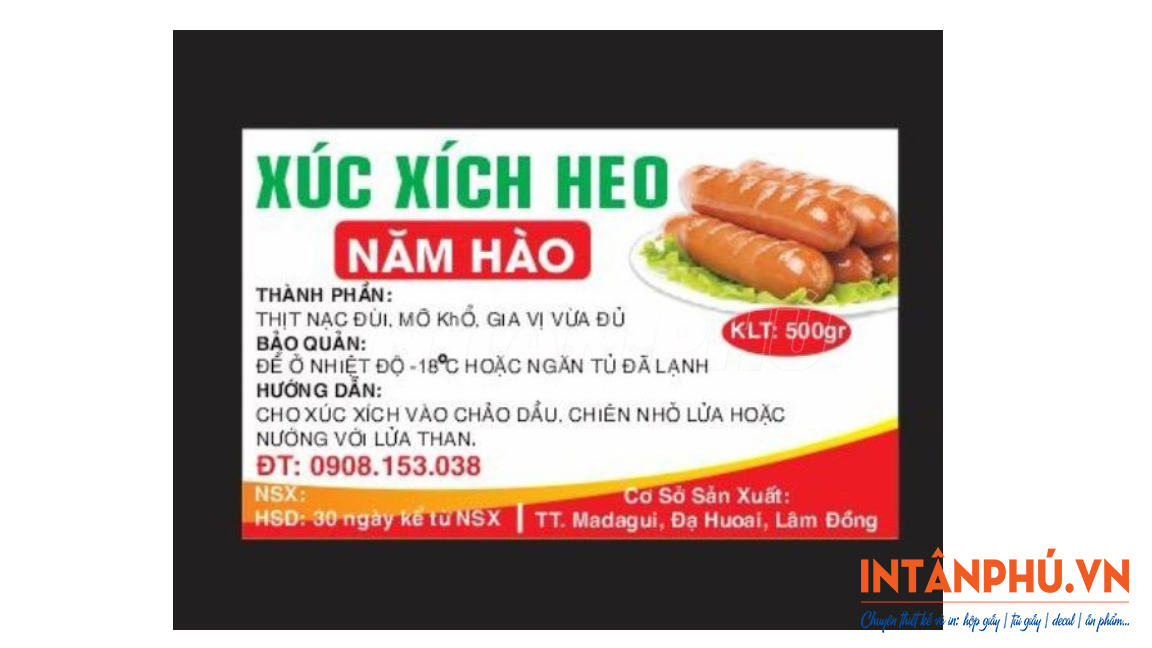 Mẫu tem nhãn xúc xích đẹp