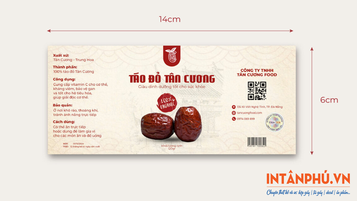 Kiểu dáng và kích thước tem táo đỏ thông dụng