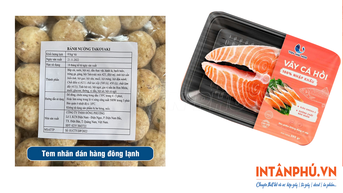 Mẫu tem thực phẩm đông lạnh đẹp