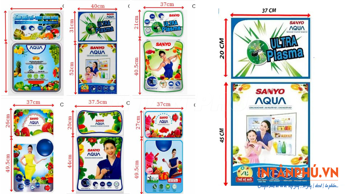 Kiểu dáng và kích thước tem dán tủ lạnh
